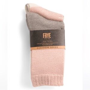 FRYE 2 Pk Blush Pink Ivory Gray Soft Cashmere Blend Boot Socks